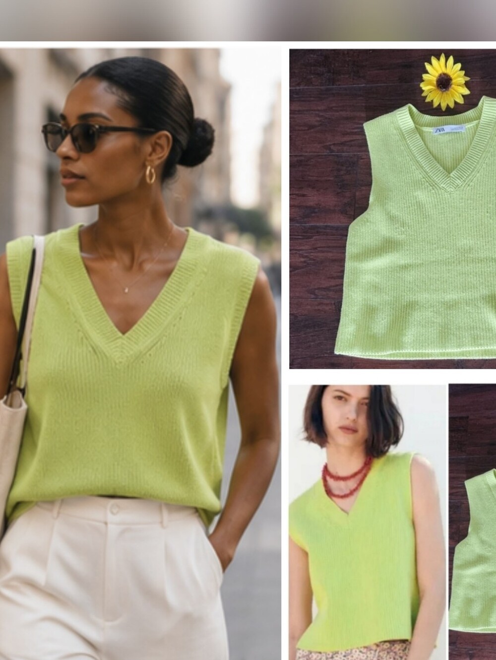 ZARA KNITTED SWEATER VEST 💚
